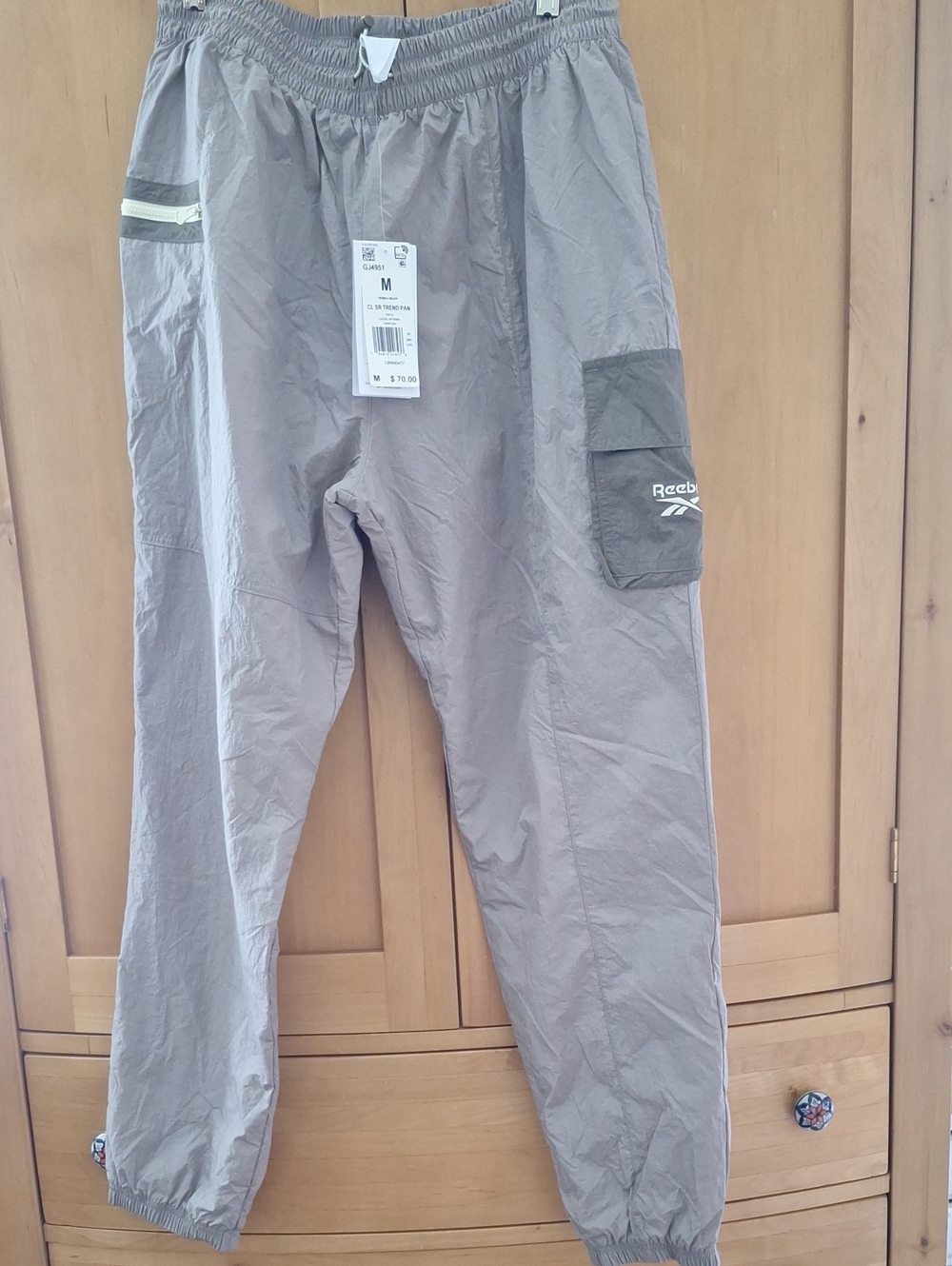 Reebok Beige Cargo Track Pants
